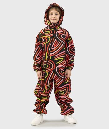 Waterproof Softshell Overall Comfy Svart Regnbåge Jumpsuit