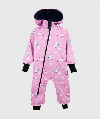 Waterproof Softshell Overall Comfy Unicorns And Rainbows Pink Jumpsuit