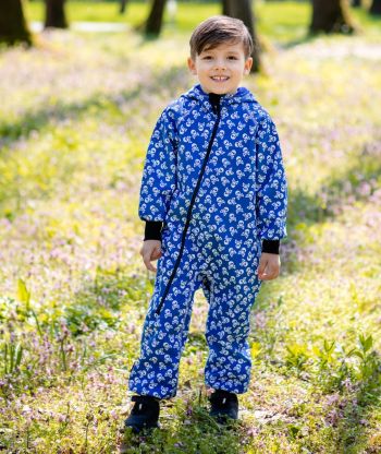 Waterproof Softshell Overall Comfy Skulls Blue Jumpsuit 