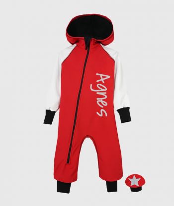 Waterproof Softshell Overall Comfy Red/White Jumpsuit